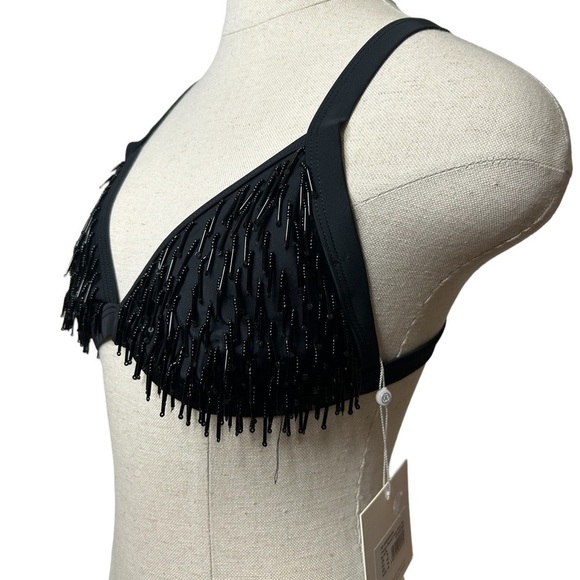 MISSGUIDED Black Beaded Triangle Swim Bikini Top size 10 - Picture 5 of 9